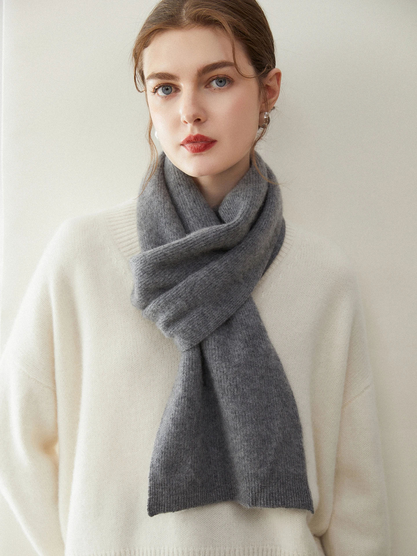 Autumn Winter Women's High Quality Temperament Warm Soft Scarf Casual Elegant Grace Comfort 100% Cashmere Knitwear Luxury Style