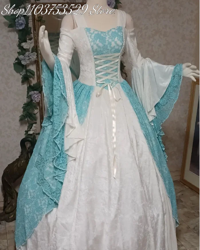 בימי הביניים וינטג שמלות נשף כחול נשף נשים