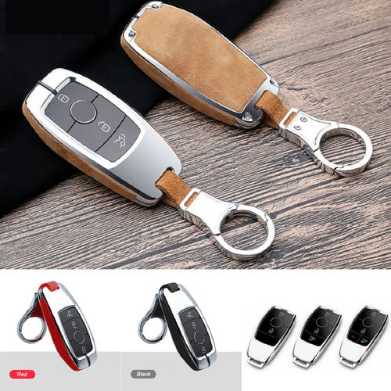 

A+ Zinc Alloy Suede Leather Car Key Fob Case Cover For Mercedes Benz E S W213 E300