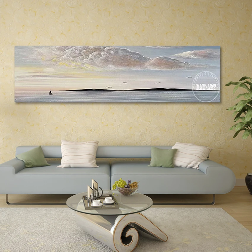 

Simple Canvas Artwork, Abstract Simple Scenery Paintings Office Decorations For Wall, Unframed, Cloud Sea Landscape Art Picture