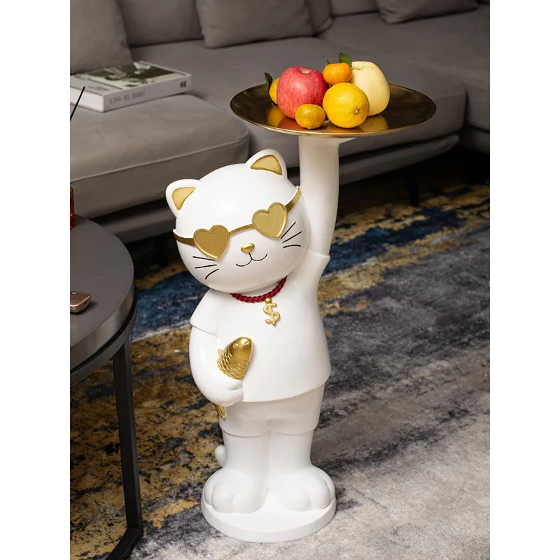 Home Decor Large Floor Decoration Statues And Sculptures Sofa Side Table Indoor Cat Figurine Handicraft Resin Nordic Gifts