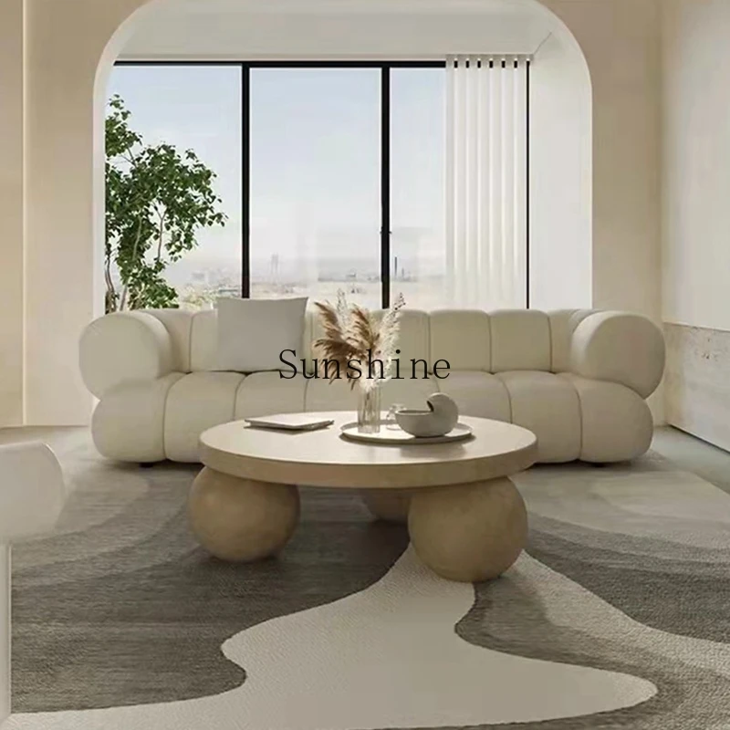 

Small apartment Nordic simple modern round wood coffee table