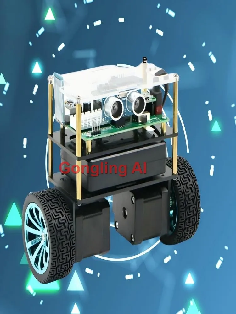 Geassembleerde 2WD zelfbalancerende auto met stappenmotor, ultrasone obstakeldetectie, OLED MPU6050 voor STM32 programmeerbare robotkit