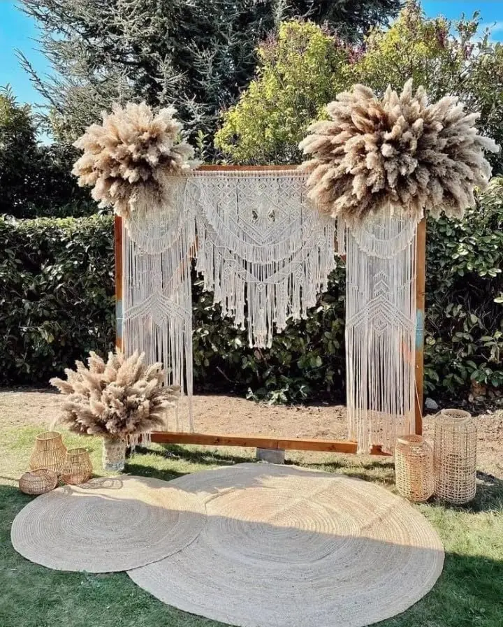 Handmade Macrame Large Curtain Bohemian Decoration Wall Arch Backdrop Wedding Wall Hanging W 75 x L 85 Inch, W 75 x 85 Inch