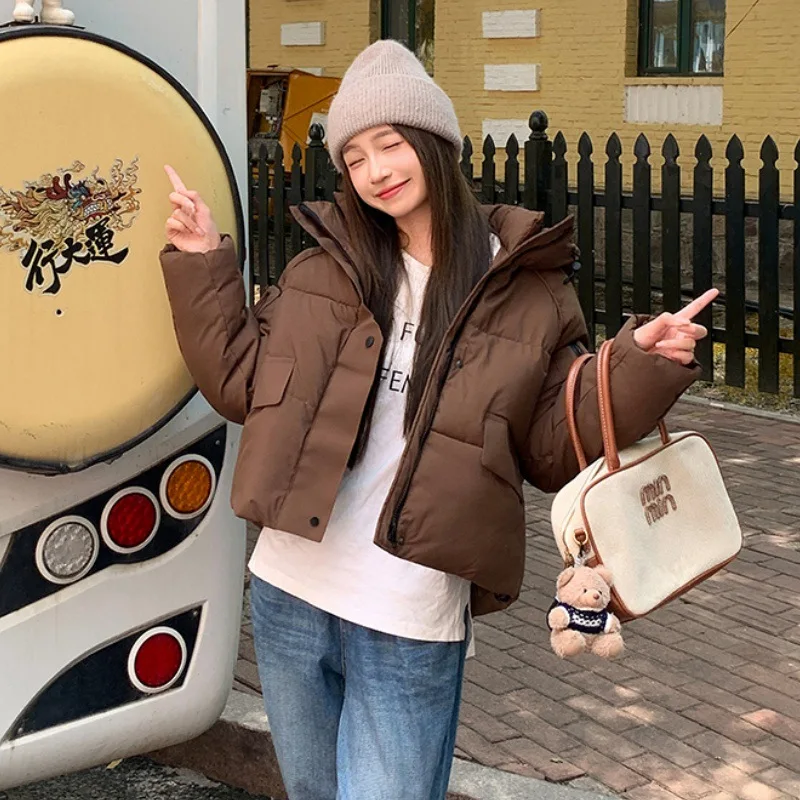 Nieuwe trend winter cropped pufferjack losse warme katoenen jas dames casual korte dikkere katoenen bovenkleding winterjas dames