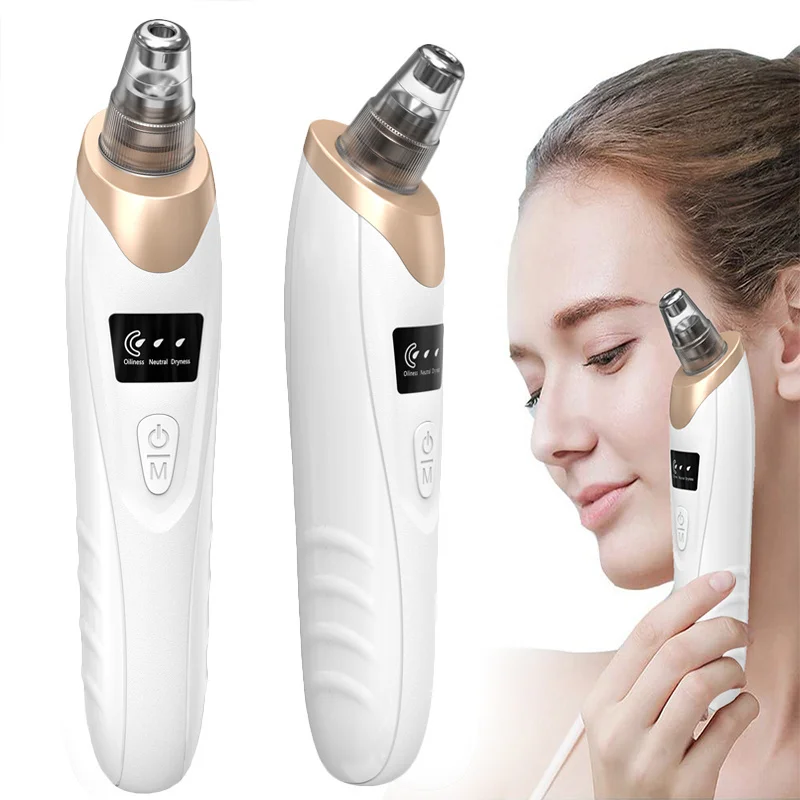 

Электрический очиститель пор для лица от черных точек, 5 уровней мощности всасывания, глубокая очистка от черных точек и акне, вакуумный аппарат, перезаряжаемый, набор для чистки