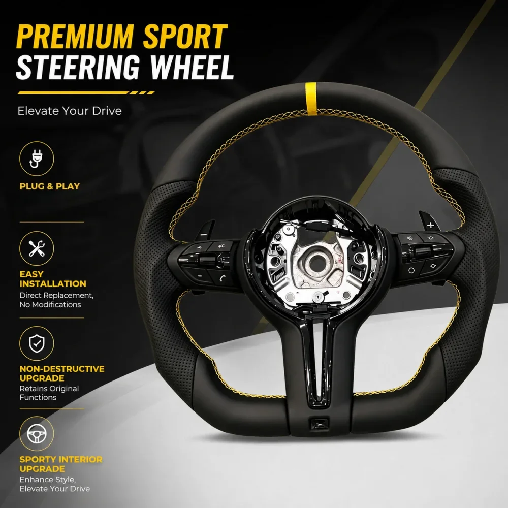 Steering Wheel With Yellow Mark For BMW E90 E70 E84 F30 F31 F34 F36 F20 F21 F22 F25 F26 F15 F10 F01 F02 F06 F11 F80 M3 F82 F90