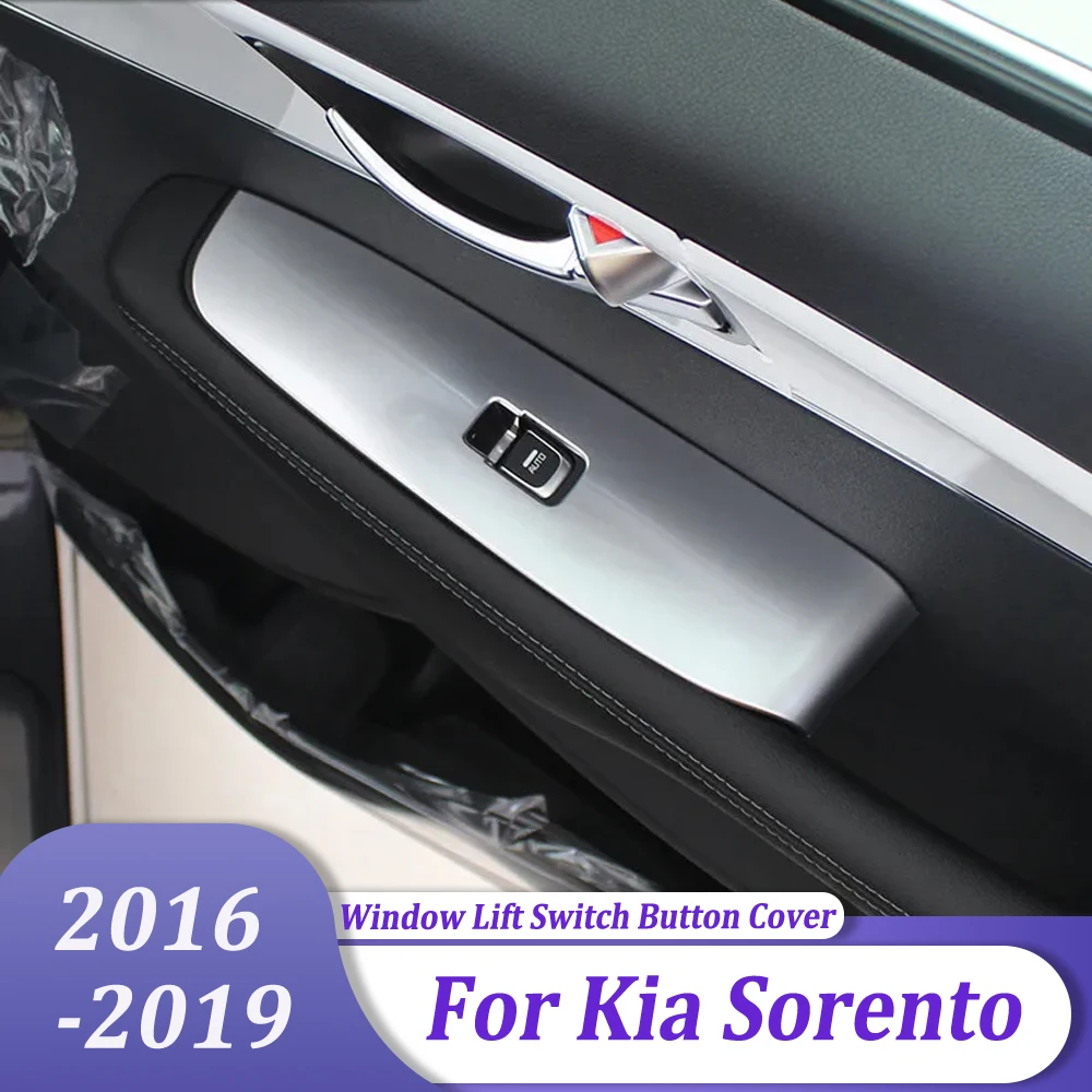 

Matte Door Armrest Frame Window Lift Switch Button Cover Trims Car Interior Accessories For KIA Sorento 2016 2017 2018 2019