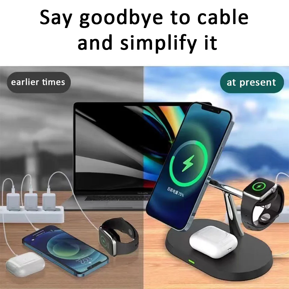 حامل شاحن لاسلكي جديد 3 في 1 لهاتف iPhone 12/13/14/15/16/17 محطة شحن سريعة لساعة Apple 10 9 8 7 6 Airpods 2 3 Pro #2