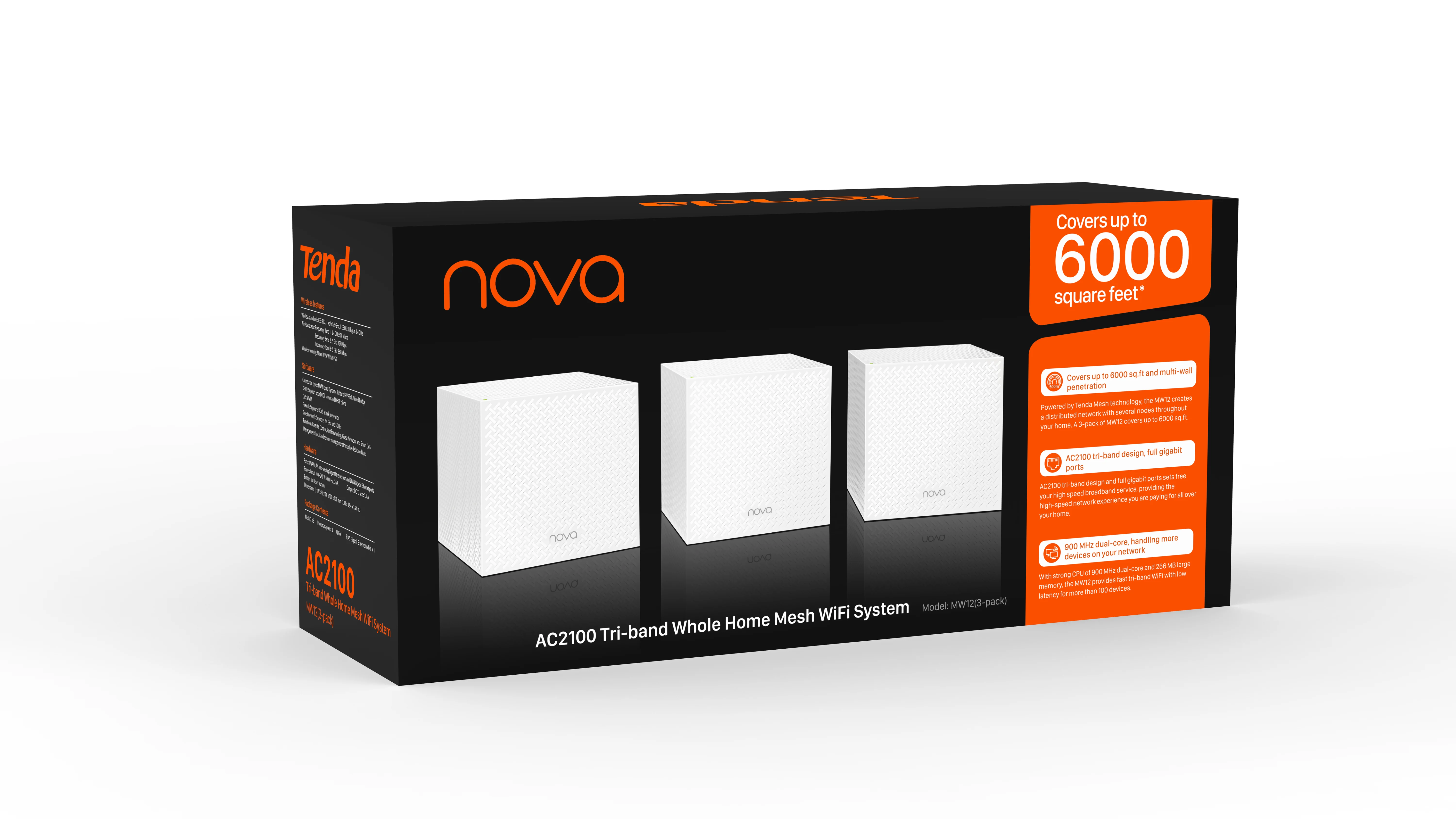 Tenda Mesh Wifi Router 2100Mbps MW12 Gigabit Dual Band Wireless Roteador AC2100 2.4&5GHz Network Mesh Range Extender Cover 500m² image 3