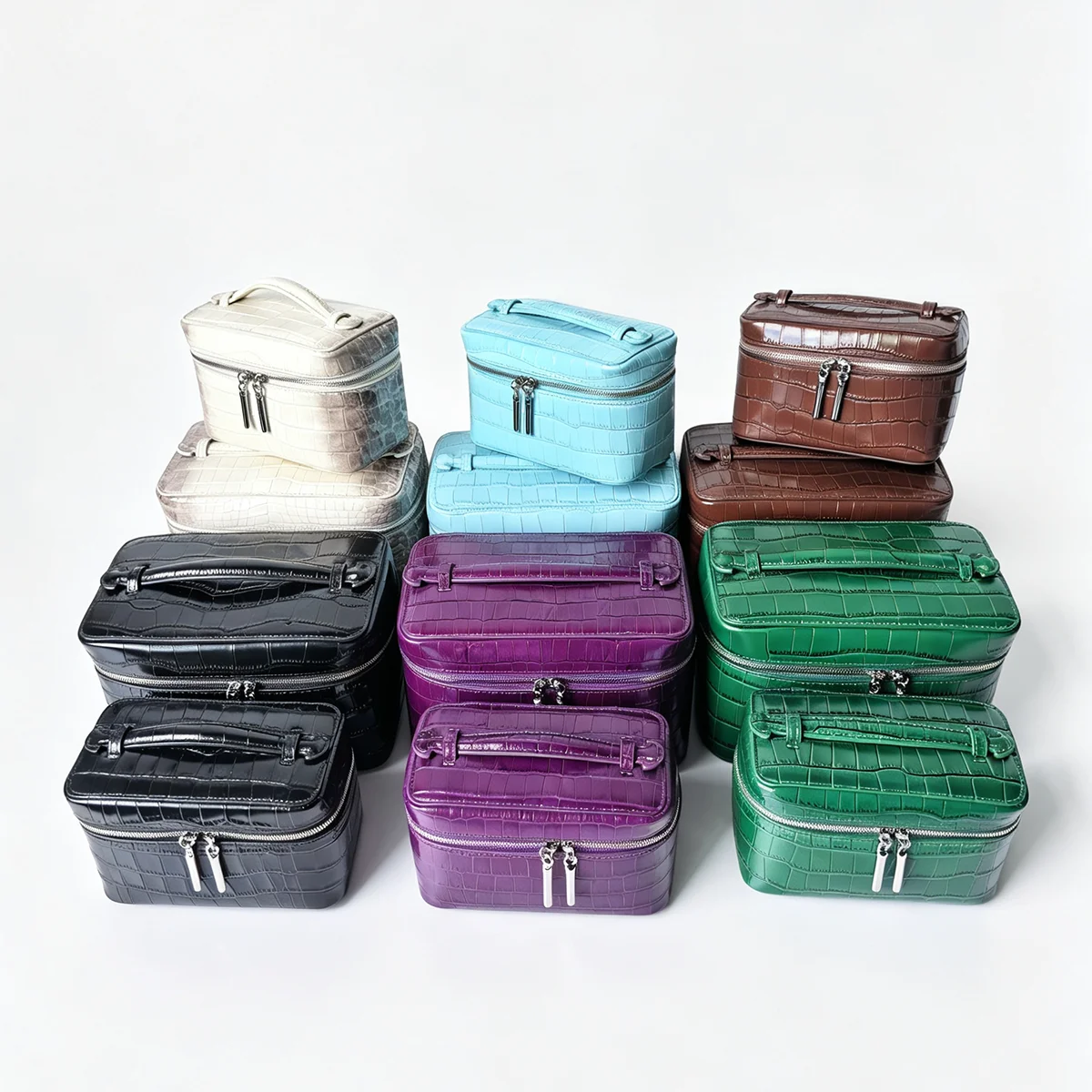 Monogramm-Lunchbox-Tasche aus hochwertigem Himalaya-Leder, große Kapazität, Reise-Make-up-Organizer, Schmucktasche, Kosmetiktasche – Detail 4