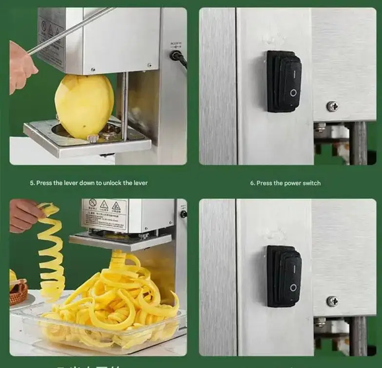 Chips and Curly Fries Machine  Snack Shops Carrot Cutting Stainless Steel 110-240V Automatic Potato
