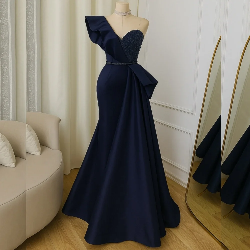 

Индивидуальные модные элегантные джерси с блестками, плиссированные длинные платья на одно плечо, формальные платья на заказ