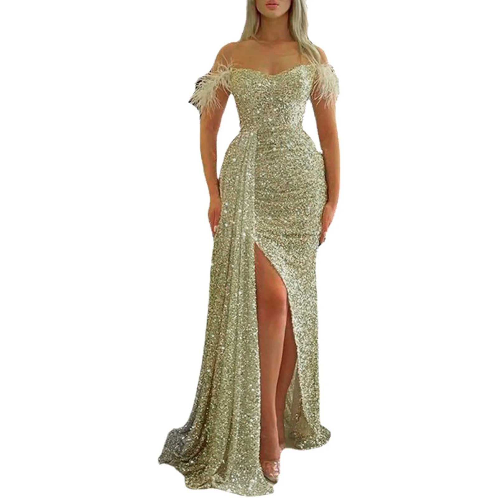 2024 Summer Women Evening Dress Sequined Trumpet Long Dresses Female Elegant New Sexy Fashion Bling Club Party Vestidos Ladies