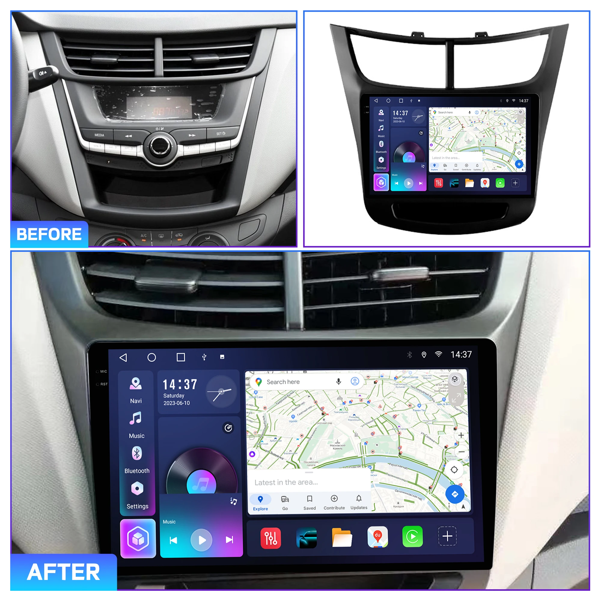 Penhui Android Car DVD Player 2 Din for Chevrolet Sail 2015-2016 Multimedia Screen with DSP, Bluetooth, Audio & CarPlay