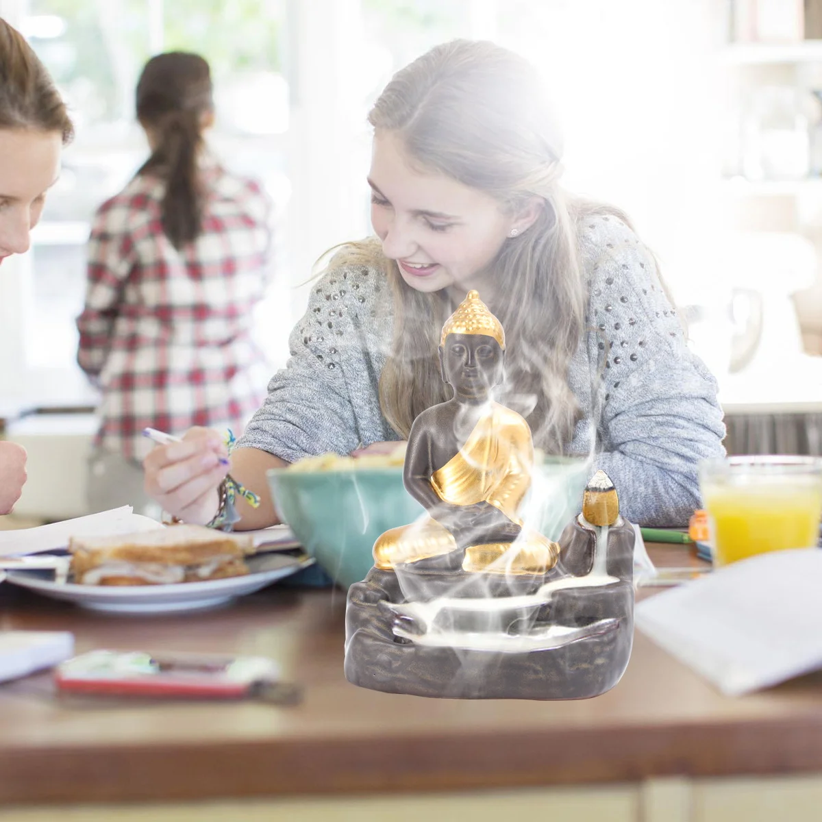 

1Pcs Elegant Backflow Incense Burner Buddha Decoration Aroma Therapy Furnace Home Office Relaxation Gift Golden