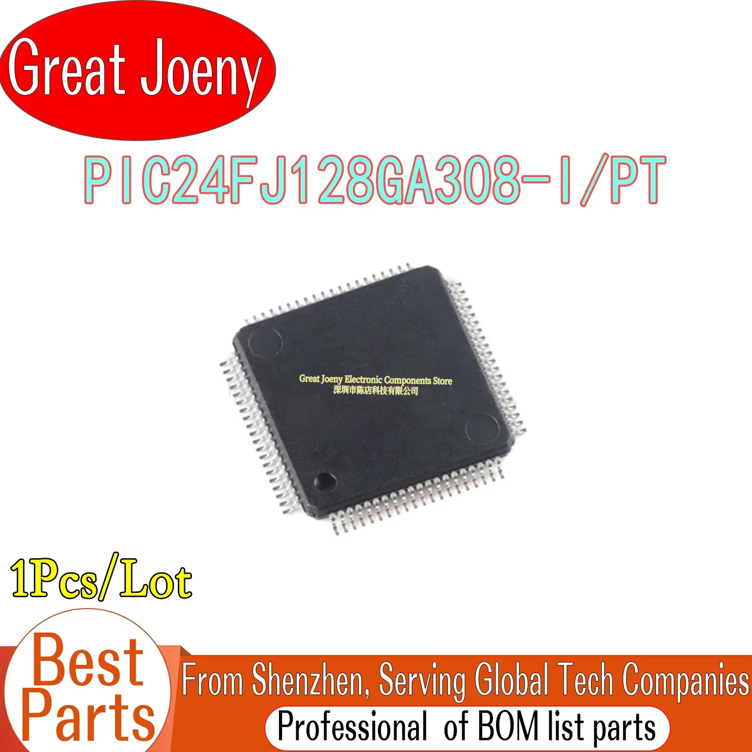 

100% New Original PIC24FJ128GA308-I/PT PIC24FJ128GA308 IC MCU Chipset TQFP-80 Bulk Best Price Plastic Casing
