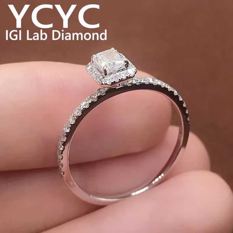 

Фабричное платиновое золото Pt950 3, 4, 5 карат, выращенное в лаборатории бриллиантовое кольцо с бриллиантом, сияющей огранки, CVD HPHT DEF VS-VVS, обручальное и обручальное кольцо