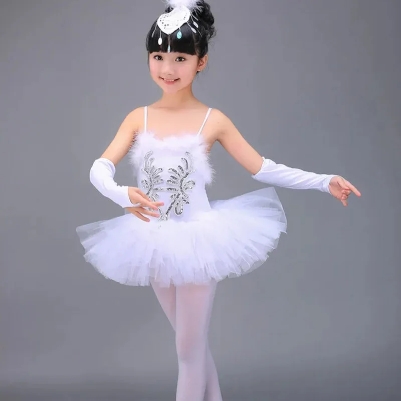 Profissional branco meninas cisne lago ballet vestidos bailarina trajes de dança para crianças vestido de dança desempenho tutu dancewear