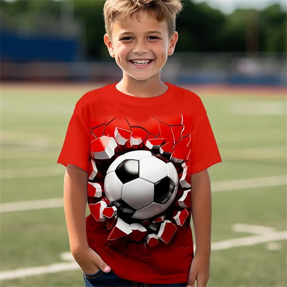 Nova camisa respirável t crianças topo futebol esportes de fitness impressão 3d engraçado tshirts crianças meninos meninas o pescoço camisetas roupas do bebê