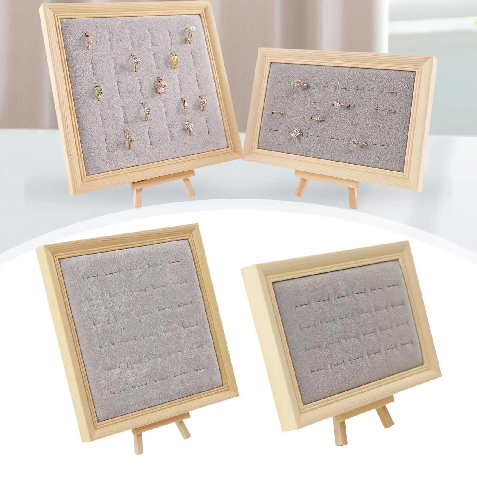 

Jewelry Ring Display Tray Wooden Ring Organizer Insert Holder for Home Store