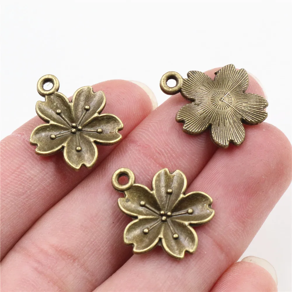 21x17mm 15 sztuk Antique Bronze Plated kwiatowy styl ręcznie robiony wisiorek: DIY dla bransoletka naszyjnik (P4-08)