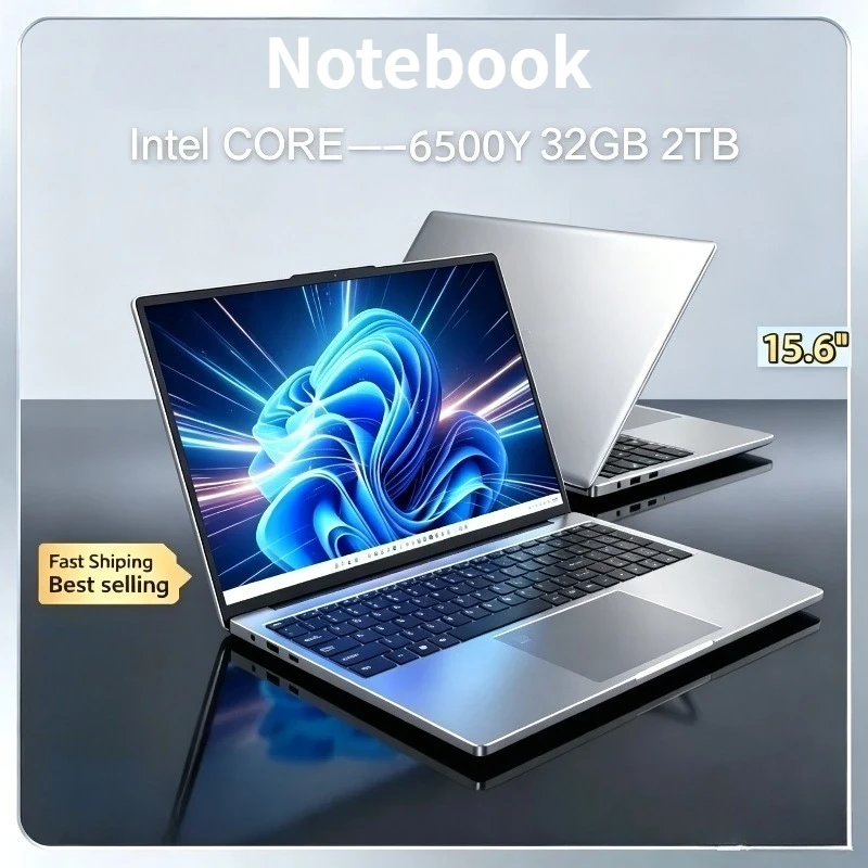 Bestseller Intel Core 6500Y Laptop 15,6 Zoll Tragbar 32GB RAM 2TB SSD Notebook Gamer 1080P Display Büro- und Studien-Computer PC