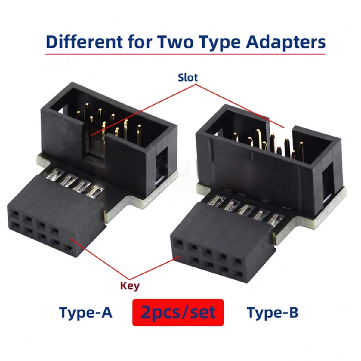 1set Down & Up Angled 90 Degree Male to Female USB 2.0 10Pin 9Pin Header for Motherboard Extension Adapter