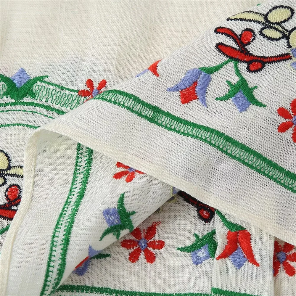 PB&ZA2024 Summer New Product Women\'s Fashion European and American Style Flower Embroidered Shirt and Pant Set