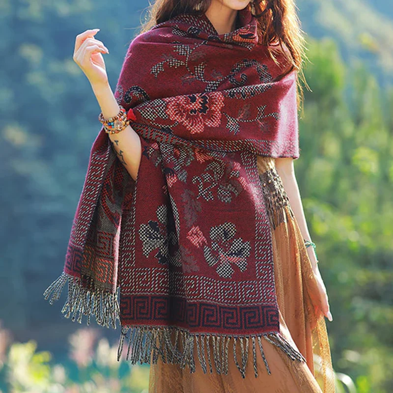 

2025 Winter Warm Cashmere Scarf for Women Luxury Print Pashmina Shawl Wrap Neckerchief Female Bufanda Echarpe Design Headba