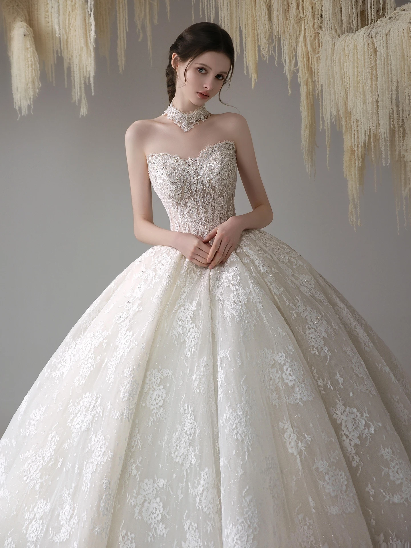 

Ele Lace Bridal Gown One oulder Design Train Long Sve Polyester Fabric Korean Sle Wedding Dr for Young Women