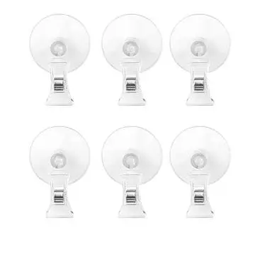 

6pcs Suction Cup Clips Heavy Duty Strong Hanging Hooks Clear Plastic Sign Holders Store Advertisement Display Multi-Use