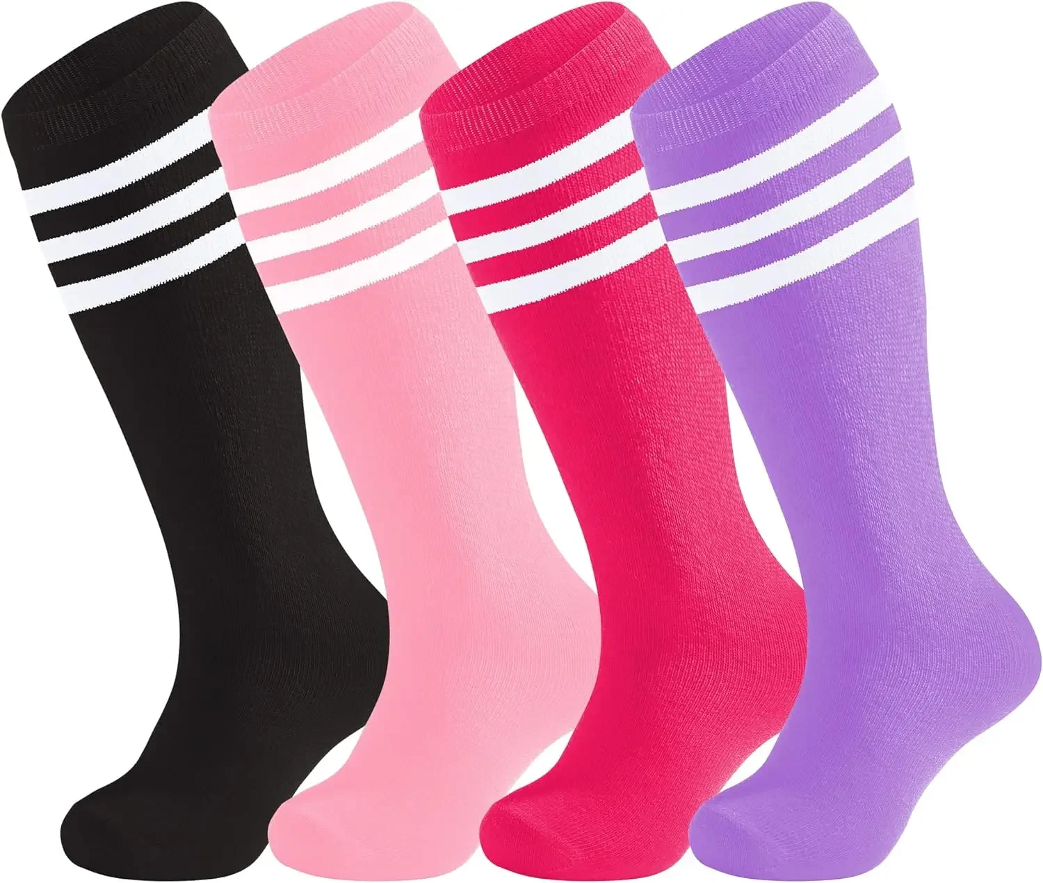 28cm Kids Soccer Socks Three Stripes Knee High Socks Cotton Sports Socks Toddler Boys Girls Uniform Tube Socks