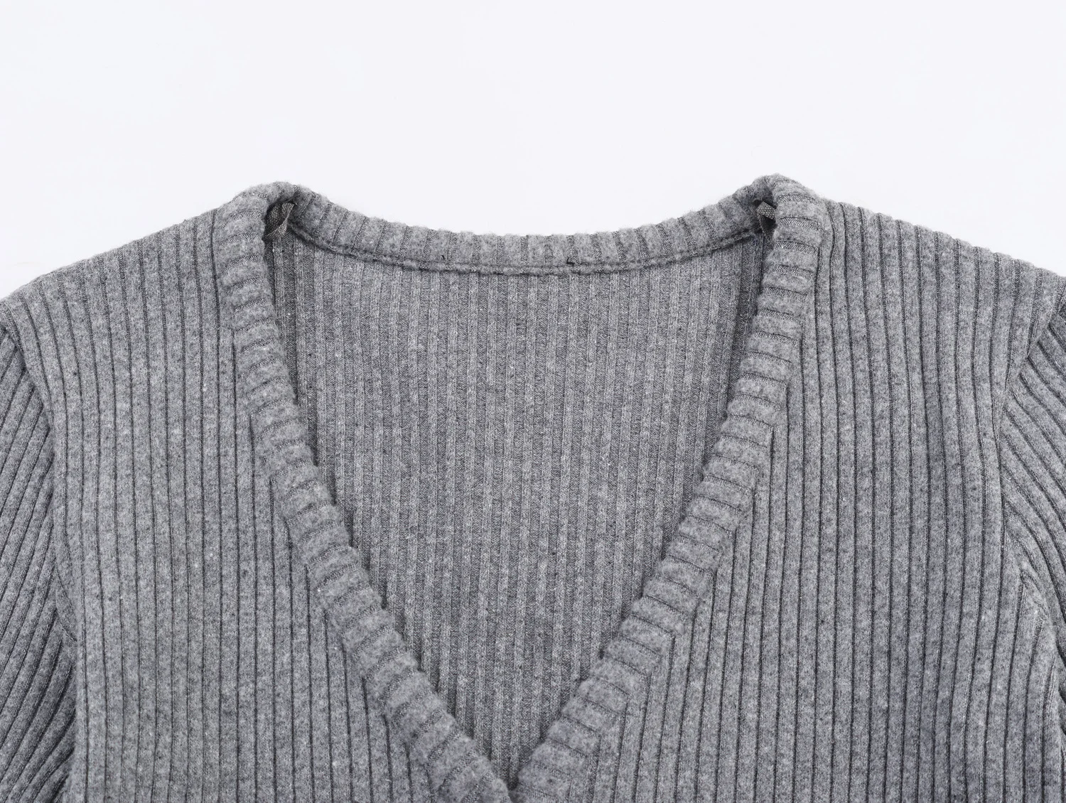 2025 شتاء جديد المرأة موضة عادية بسيطة الخامس الرقبة طويلة الأكمام الحلو موضة سليم صالح الطبقات لينة سترة متماسكة #4