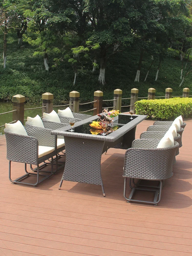 

Outdoor tables and chairs rattan chairs sofa coffee table combination waterproof and sunscreen