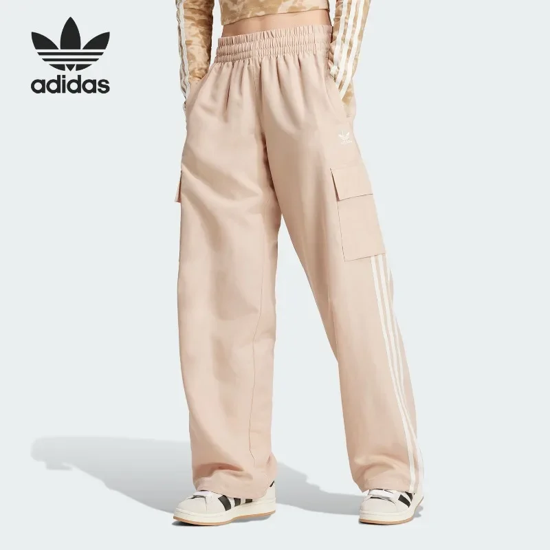 Adidas Unisex Autumn Winter Thin Fabric for Men Women, Elastic Waistband Slim Fit Multi Cargo Pockets Running Trousers IZ0717