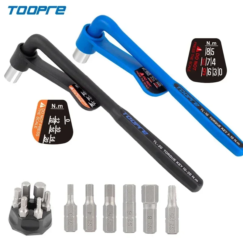 TOOPRE Bicycle Portable Torque Wrench 10-20NM High Precision Bike Allen Key Tool Set MTB Road Bike Repair Tools Wrench Set