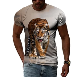 Cool Tiger Summer Fashion Domineering Casual Personality 3D Harajuku Print Men's Comfortable Round Neck Short Sleeve T-Shirt Top