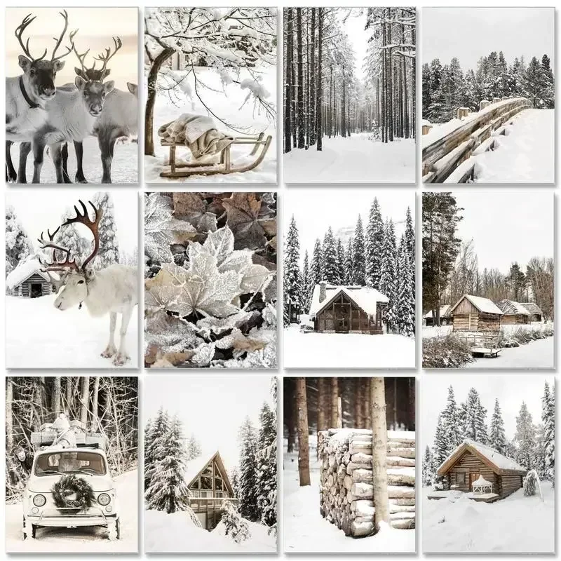 

584944 Snow Forest Diy Painting By Numbers For Adults Frame Christmas Decoration Diy Ideas Handicrafts Number Painting For Gift