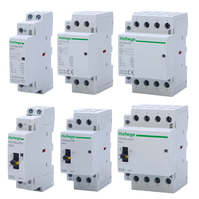 контактор HCH8s-25 Modular Contactor 2P 16A 25A 2NO or 2NC 1NO1NC 110V 220V Automatic Household Contactor Din Rail Type