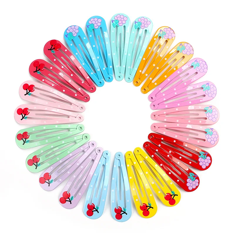 40Pcs/Lot Hair Accessories Girls Hairpin Print Cartoon Fruit Animal Flower Hair Clip Cute Powder Hairgrip New Children Headdress