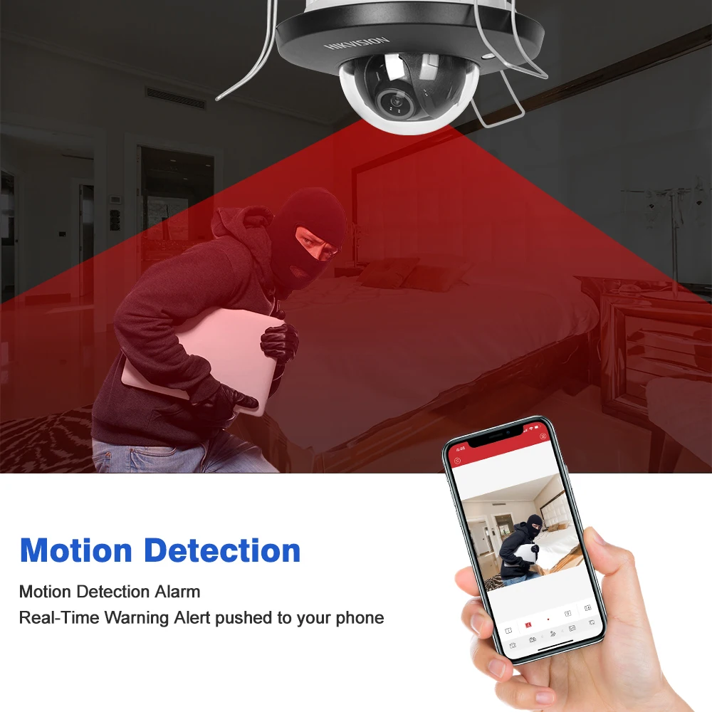 Hikvision IP Camera 4MP HD POE DS-2CD2E43G2-U AcuSense In-Ceiling Fixed Mini Dome Security Surveillance Built-in Microphone IPC