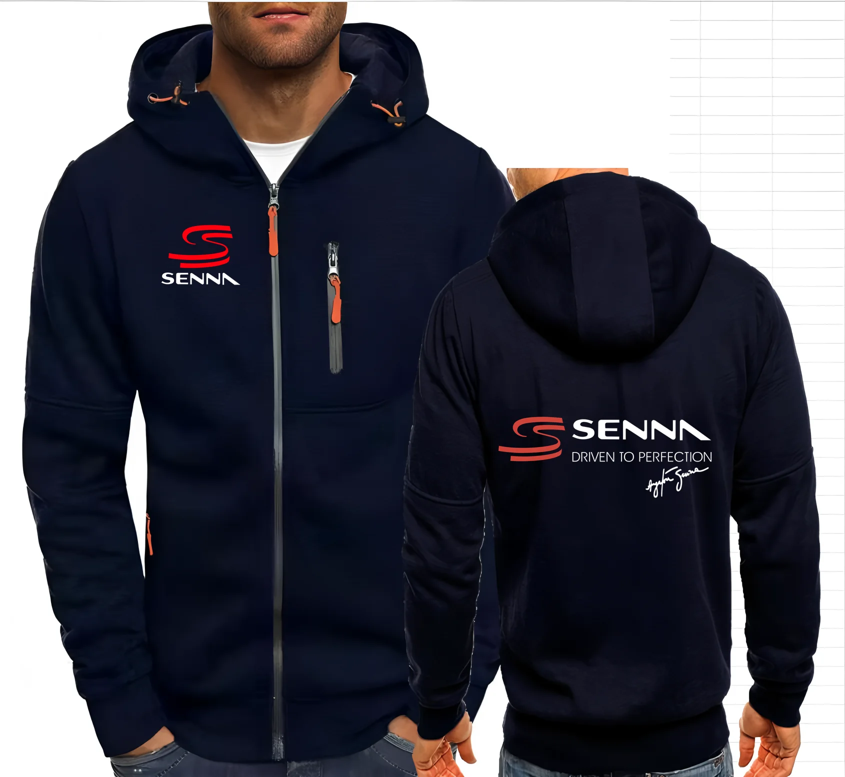 Ayrton Senna Brazilian Formula 1 Legend Men Hoodies Sweatshirts Zip up Hooded Sweatshirt Men Car F1 Sportswear Casual Jacket