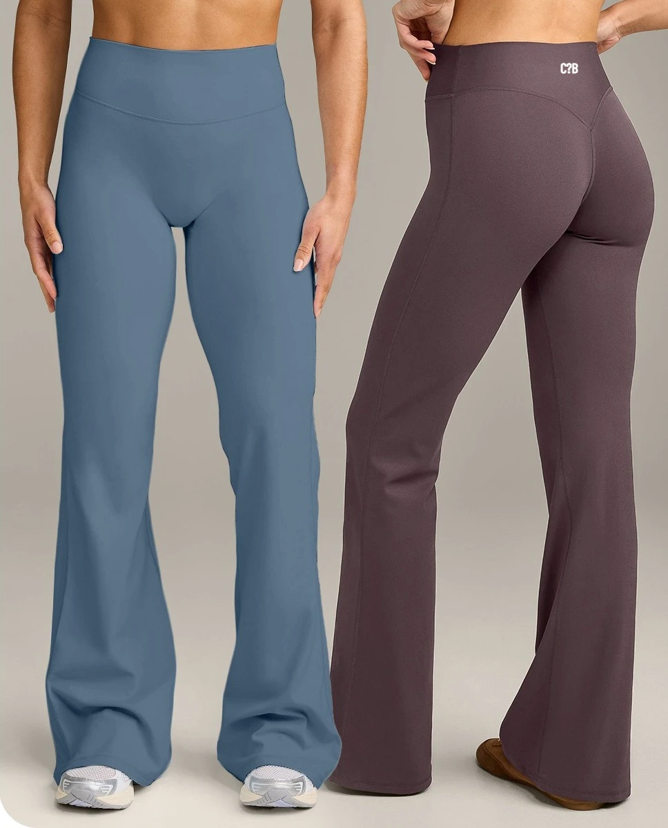 C-B High Waist Flare Yoga Pants for Women Naked Feeling Stretchy Bootleg Leggings Tummy Control Workout Gym Pants