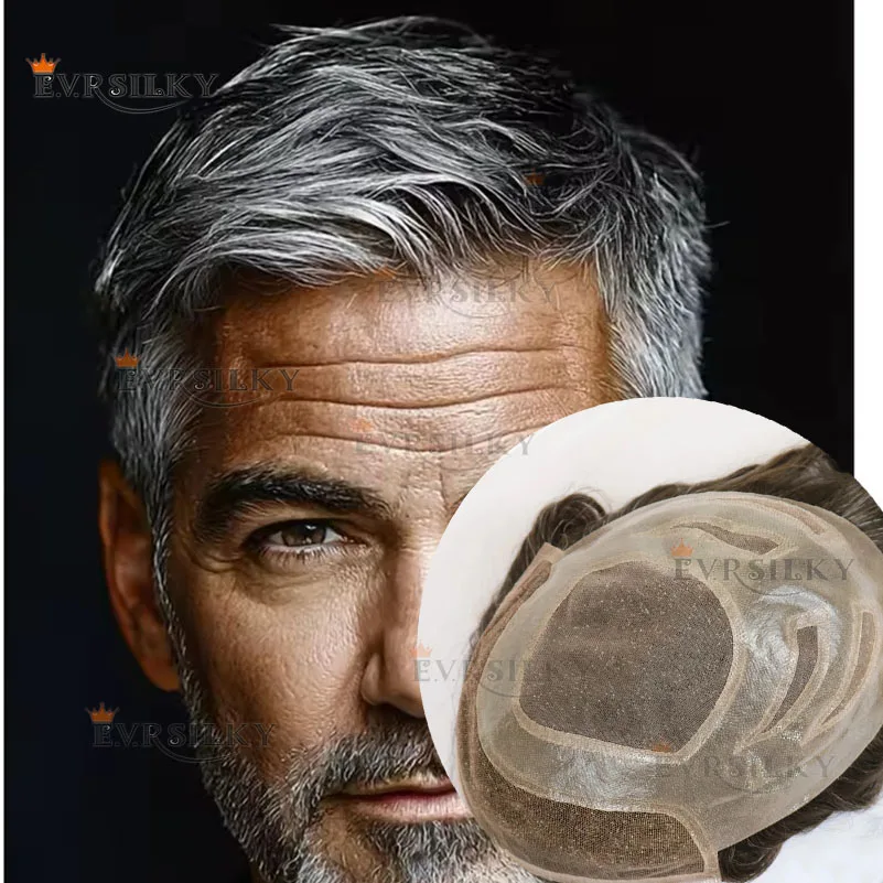 

Мужской парик Versalite, капиллярный протез, невидимая естественная линия волос, кружево спереди и искусственная блондинка, серый 350 # Отбеливатель человеческих волос в свободном стиле