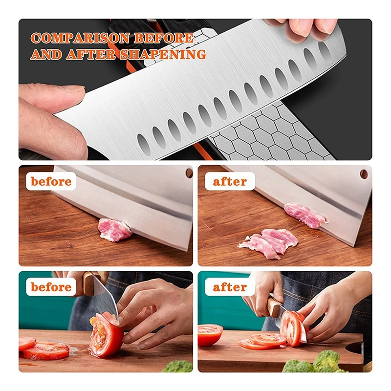 1 PCS 400/1000 Grit Sharpening Stone Opening Tool With Ceramic And Tungsten Steel Scissors Slots For Kitchen Outdoor Garden