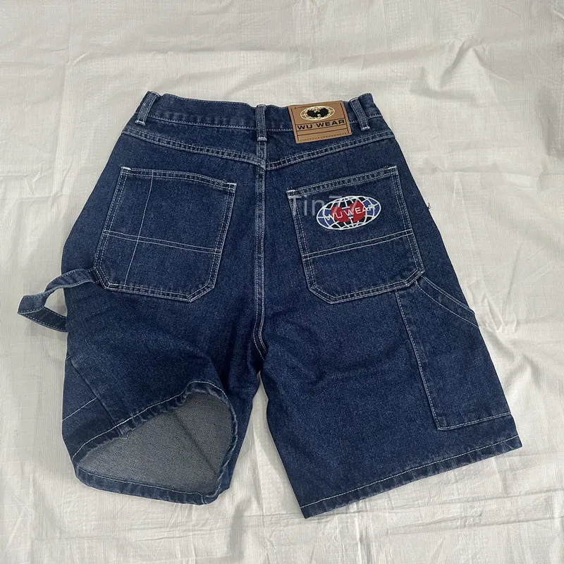 

WUTANG американские ретро вышитые цепочки джинсовые мужские уличные прямые брюки в стиле хип-хоп с пятью точками для скейтборда повседневные летние