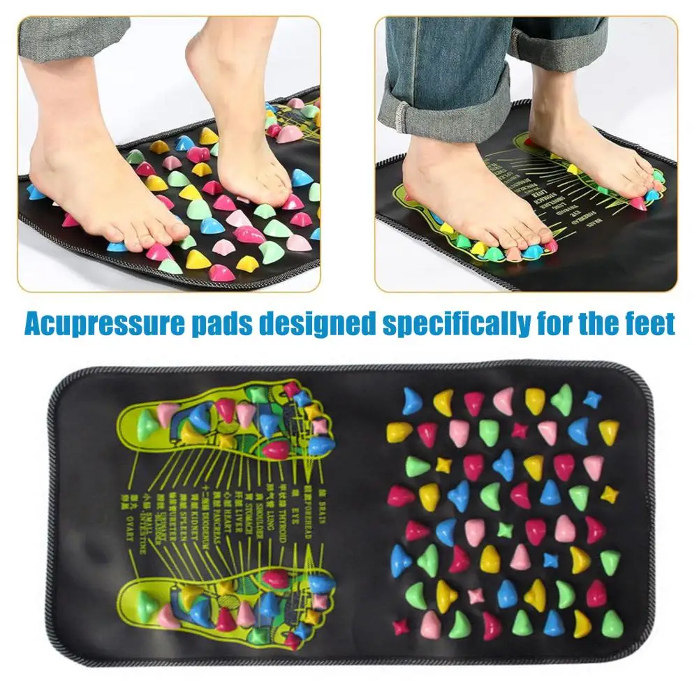 Foot Reflexology Massager Mat Feet Pain Relief Muscle Relaxation Anti-slip Acupressure Pad Portable Stone Walking Massage Tool