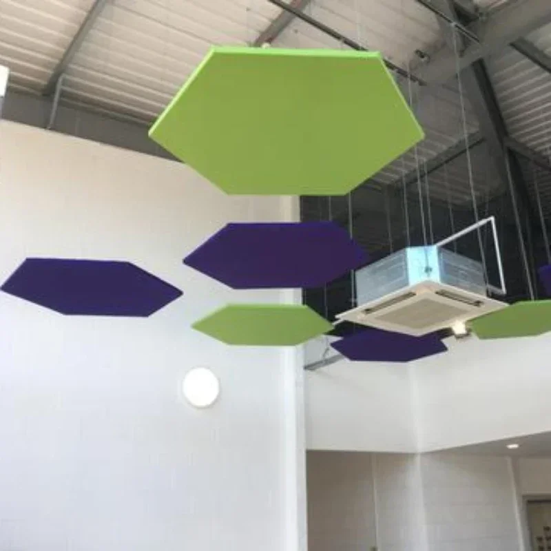 Ceiling design for house decor suspended baffle ceiling hexagon shape acoustic panel