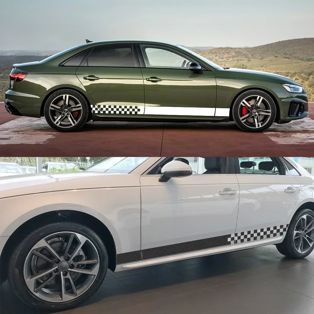 

Car Side Skirt Racing Sticker Vinyl Decals Exterior Trims Accessories For Audi A4 B8 B9 B7 8W 8K 8E B6 B5 Typ8D Avant Quattro